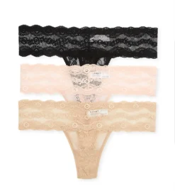B.tempt'd By Wacoal Lace Kiss Thong - 3 Pack 970582 -Wacoal Store b temptd by wacoal btmp01 970582 cs2