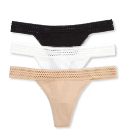 DKNY Classic Cotton Thong Panty - 3 Pack DK5007P -Wacoal Store dkny dkny01 dk5007p cs1