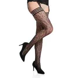 Dreamgirl Leopard Thigh High Stockings With Stripe Top 433