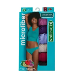 Fruit Of The Loom Microfiber Assorted Bikini Panty - 6 Pack 6DMFBI1 -Wacoal Store fruit of the loom fotl01 6dmfbi1 cs1