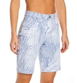 Hue Ikat Zebra Split Hem Denim High Rise Shorts U22522
