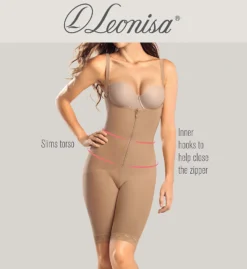 Leonisa PowerSlim Open Bust Knee-Length Body Shaper 018674N -Wacoal Store leonisa leo001 018674n cs4