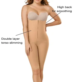 Leonisa PowerSlim Open Bust Knee-Length Body Shaper 018674N -Wacoal Store leonisa leo001 018674n cs6