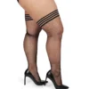 MeMoi Plus Back Seam Fishnet Lace Top Thigh Highs MM-2621